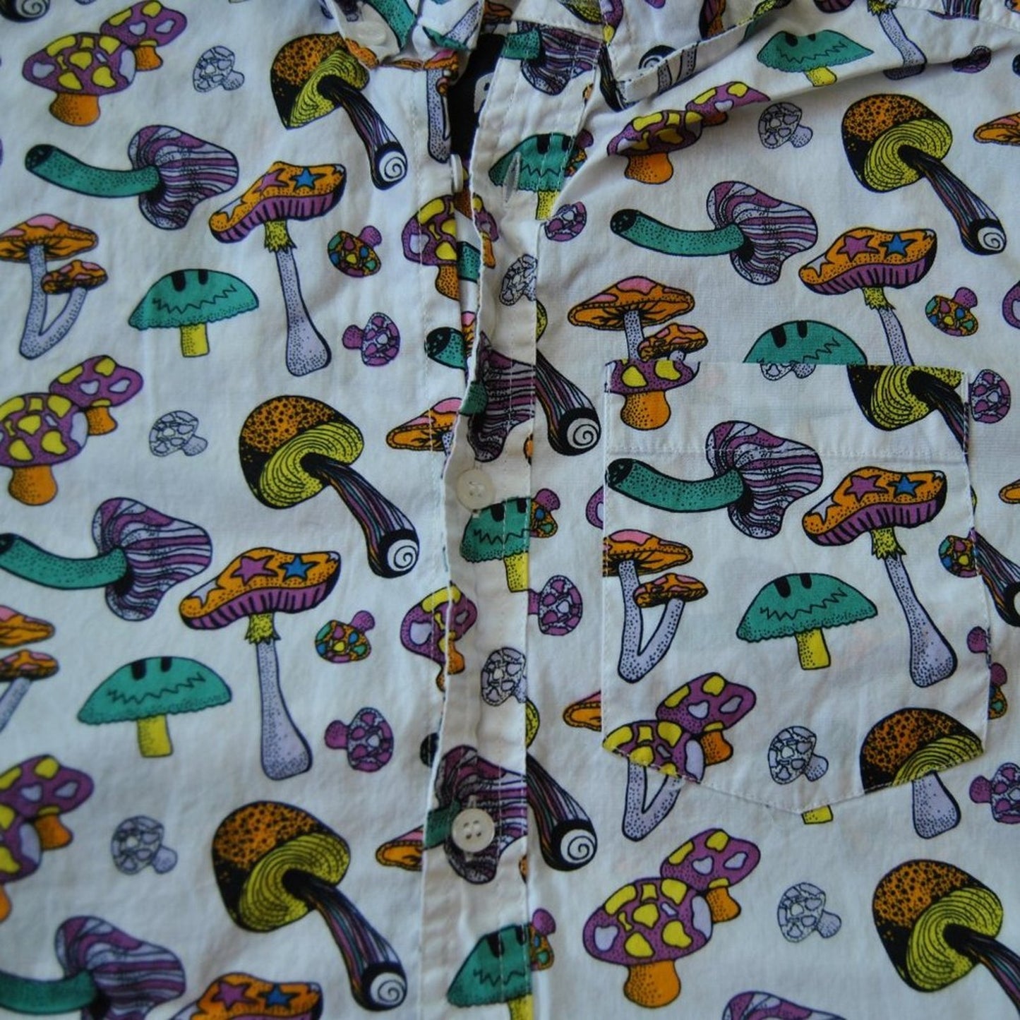 Trippy Mushroom ALAB Full Button Up Shirt Small