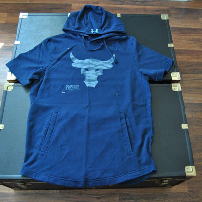 Project Rock's Brahma Bull Medium Blue Short Sleeve Hoodie
