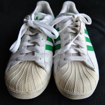Adidas Superstar White w/ Green Stripes & Logo Size: 11 Men's