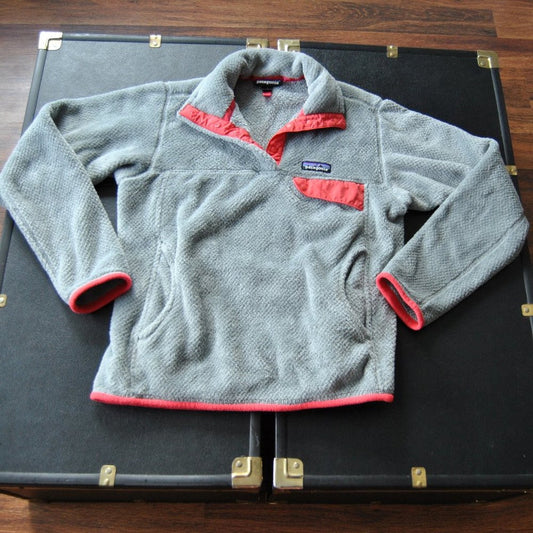 Patagonia Small Gray & Pink Women's Re Tool Snap-T Fleece Pullover Sweater