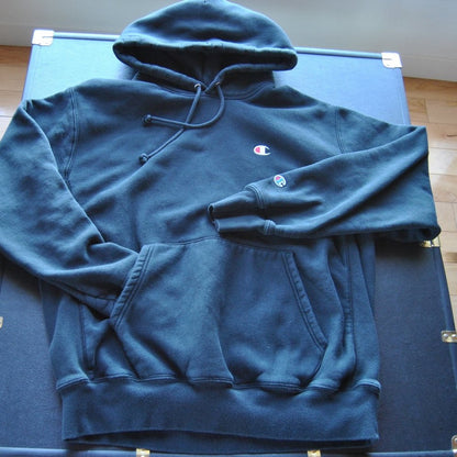 Champion Reverse Weave Large Black Vintage Hoodie