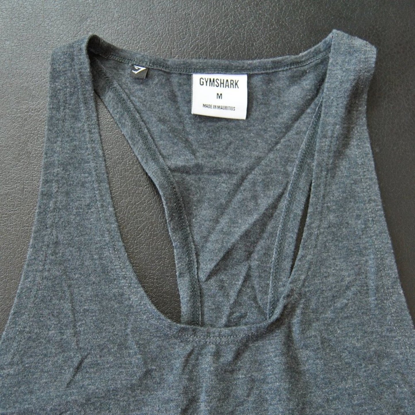 Gymshark Medium Gray w/ Pink Logo Razorback Tank Top