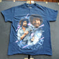 Bob Ross Painting Galaxy Small Blue Short Sleeve Shirt