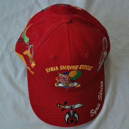 Syria Shrine Circus Vintage Red Embroidered Hat w/ Adjustable Strap