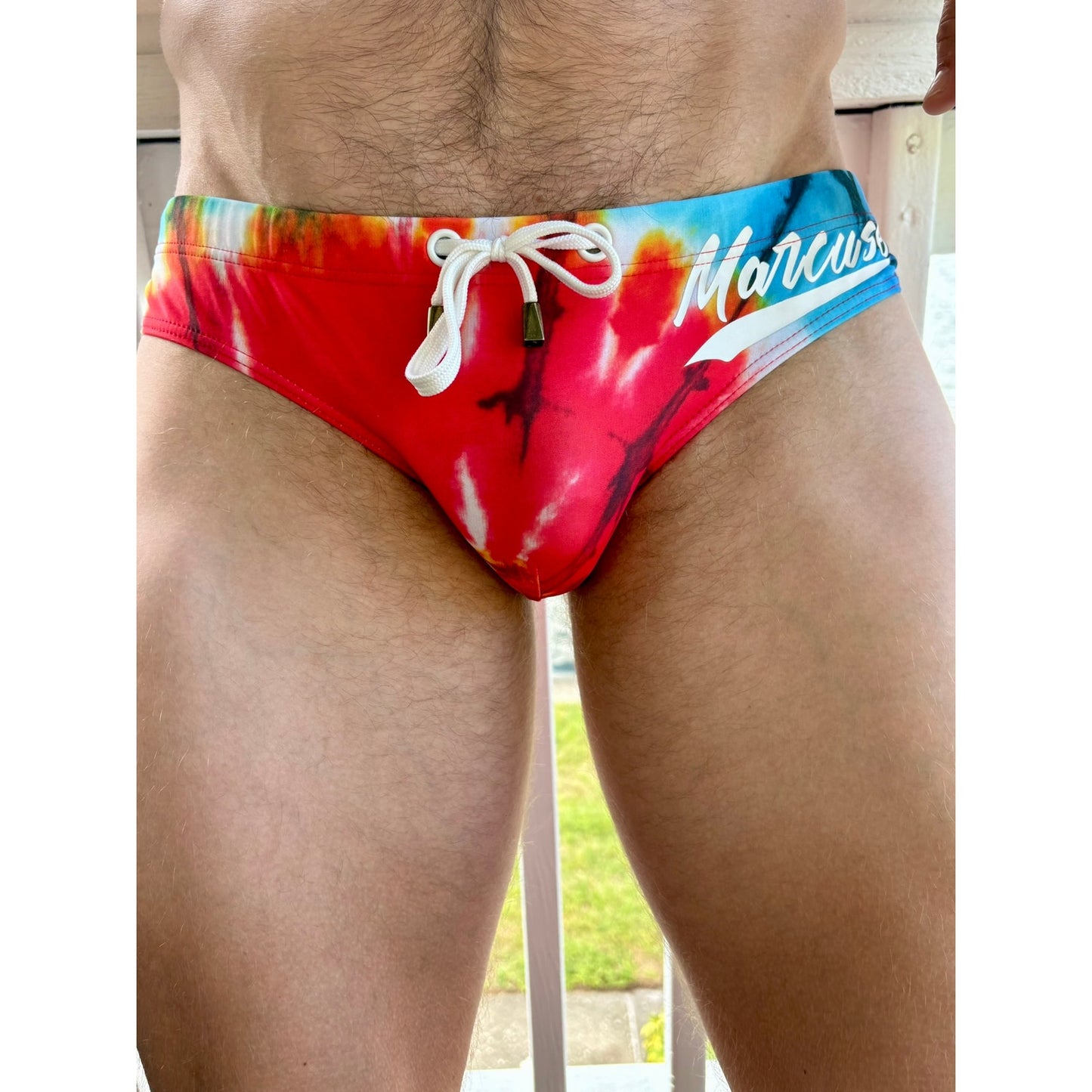 Marcuse Red & Blue Tie Dye Speedo Size: Medium
