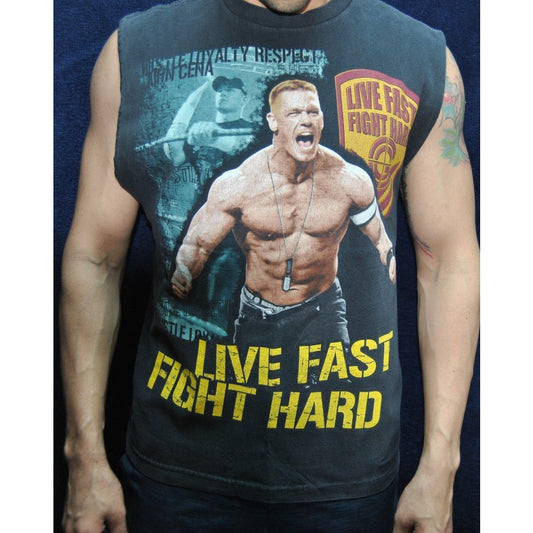 John Cena Live Fast, Fight Hard Medium Black Cutoff Tank Top