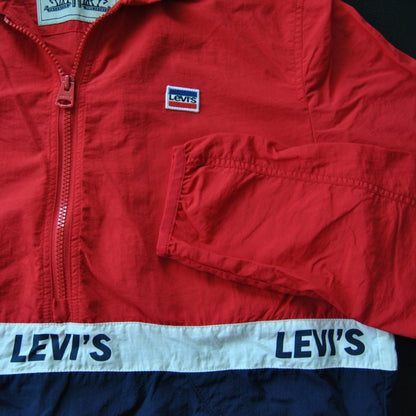 Levi Strauss & Co. Small Red White & Blue Hooded Quarter Zip Windbreaker Jacket