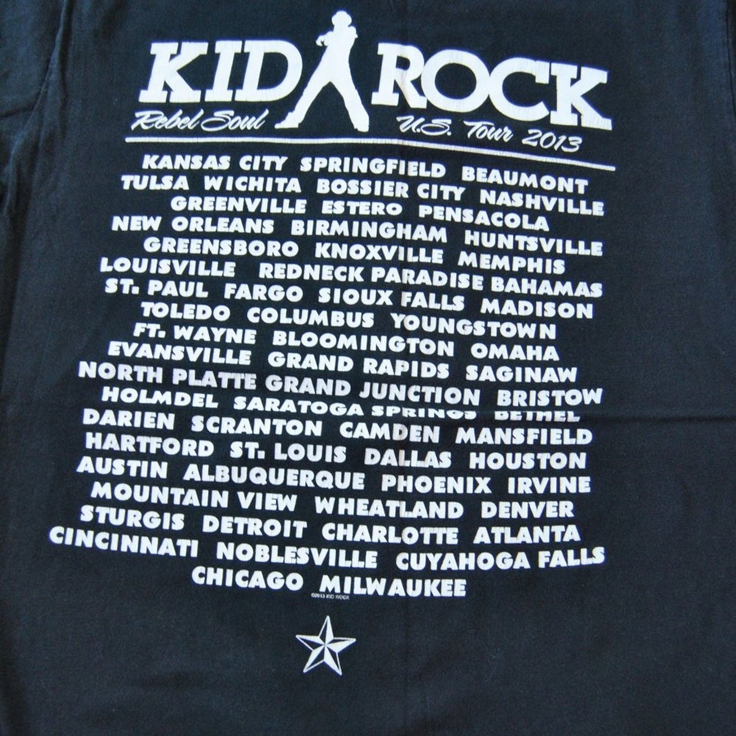 Kid Rock Rebel Soul 2013 U.S. Tour Medium Black Short Sleeve Shirt