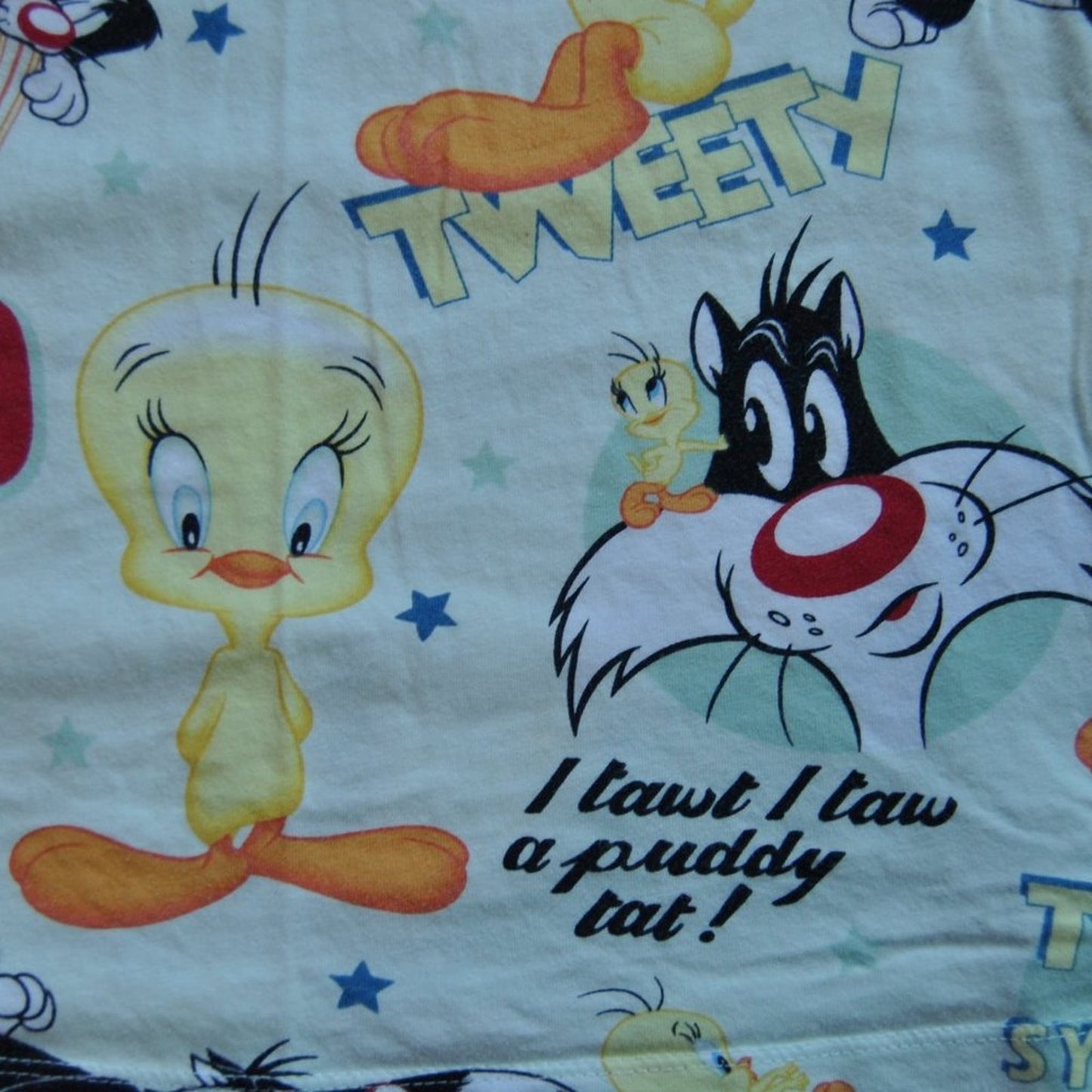 Looney Tunes Tweety & Sylvester Large White Tank Top