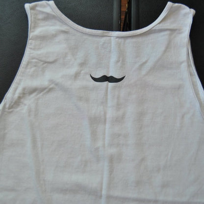 College Life Red Solo Cup w/ Mustache Small White Tank Top