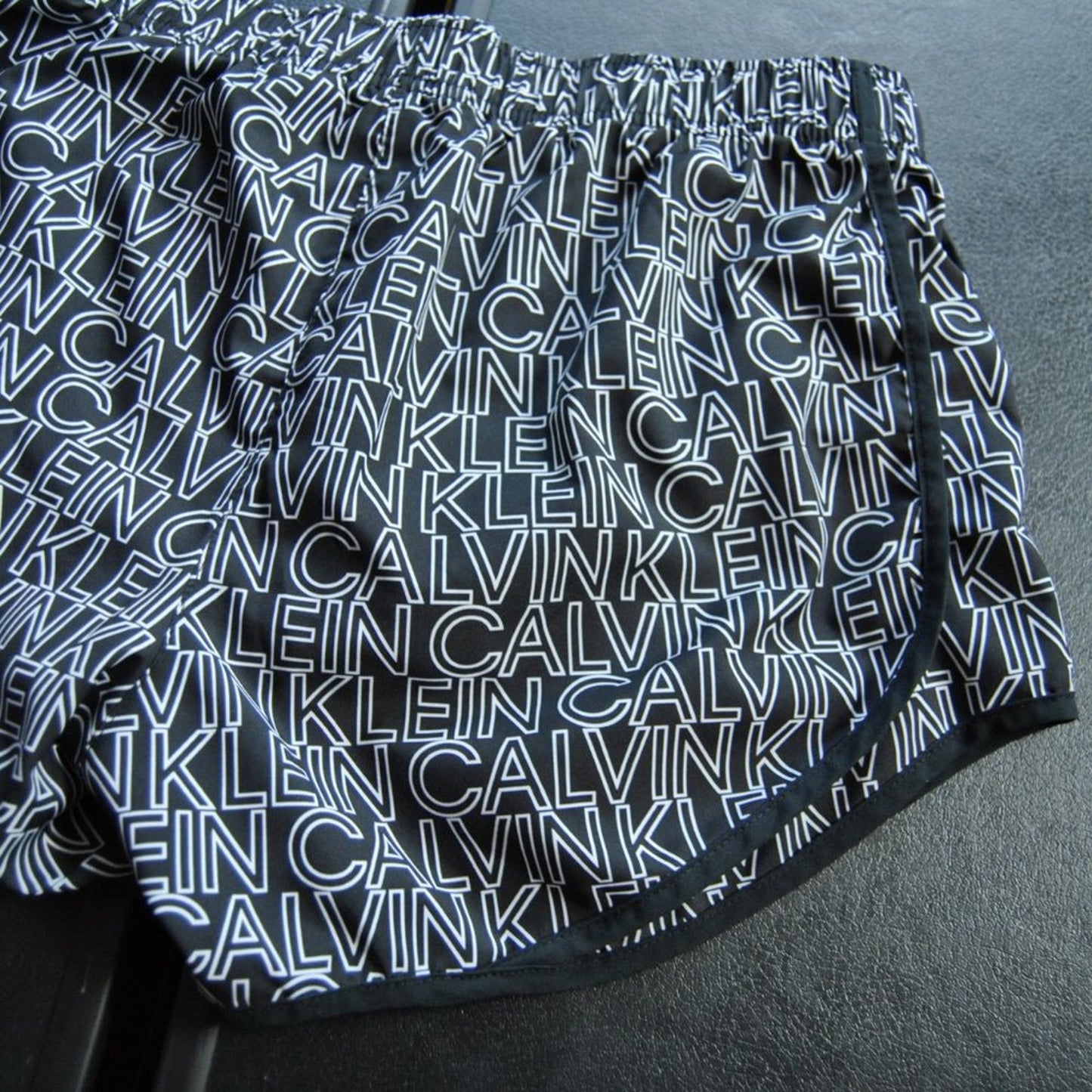 Calvin Klein Black & White CK Logo Repeat Shorts w/ Pockets Small