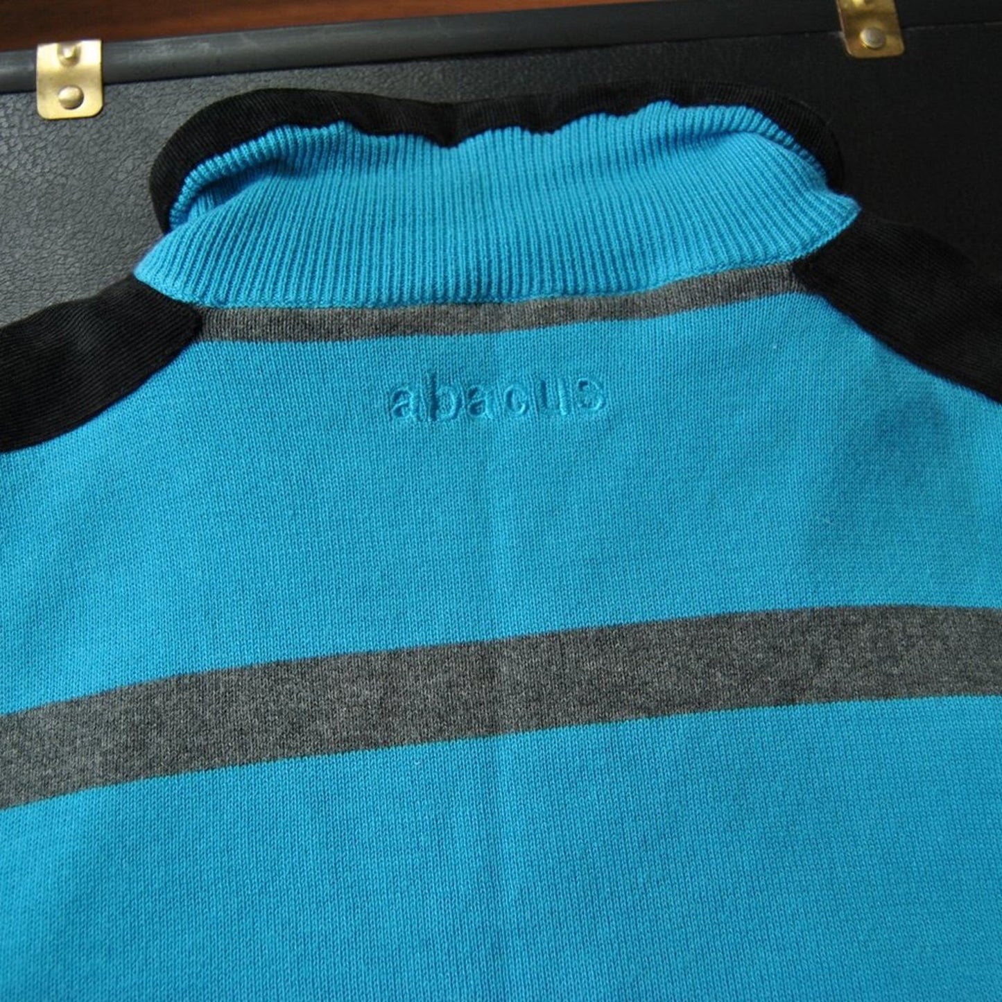 Abacus Large Lined Quarter Zip Sweater Blue Gray Stripes