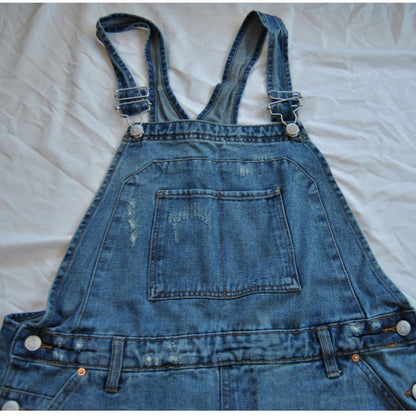 Wild Fable Blue Denim Jean Overalls Shorts Large