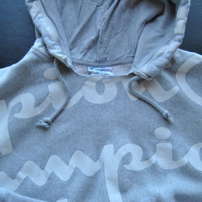 Champion Reverse Weave Large Gray w/ White All-Over Logo Hoodie