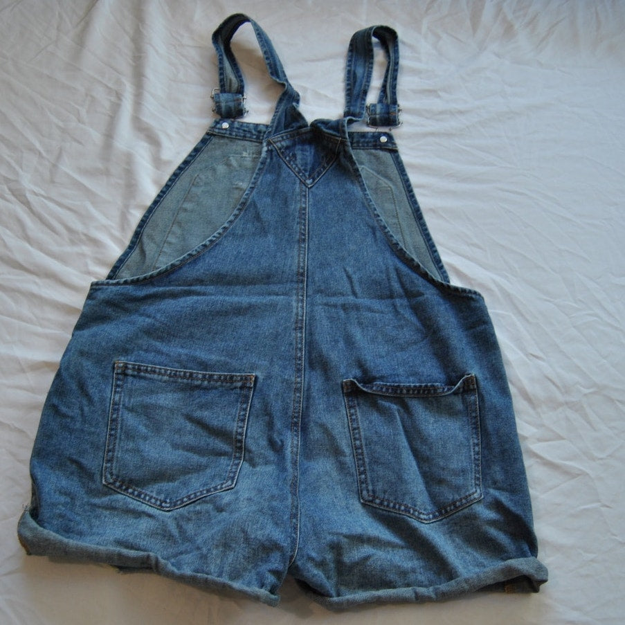Wild Fable Blue Denim Jean Overalls Shorts Large
