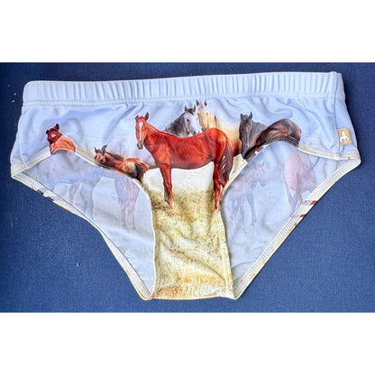 Marcuse Wild Horse Design Swim Brief Size: Medium