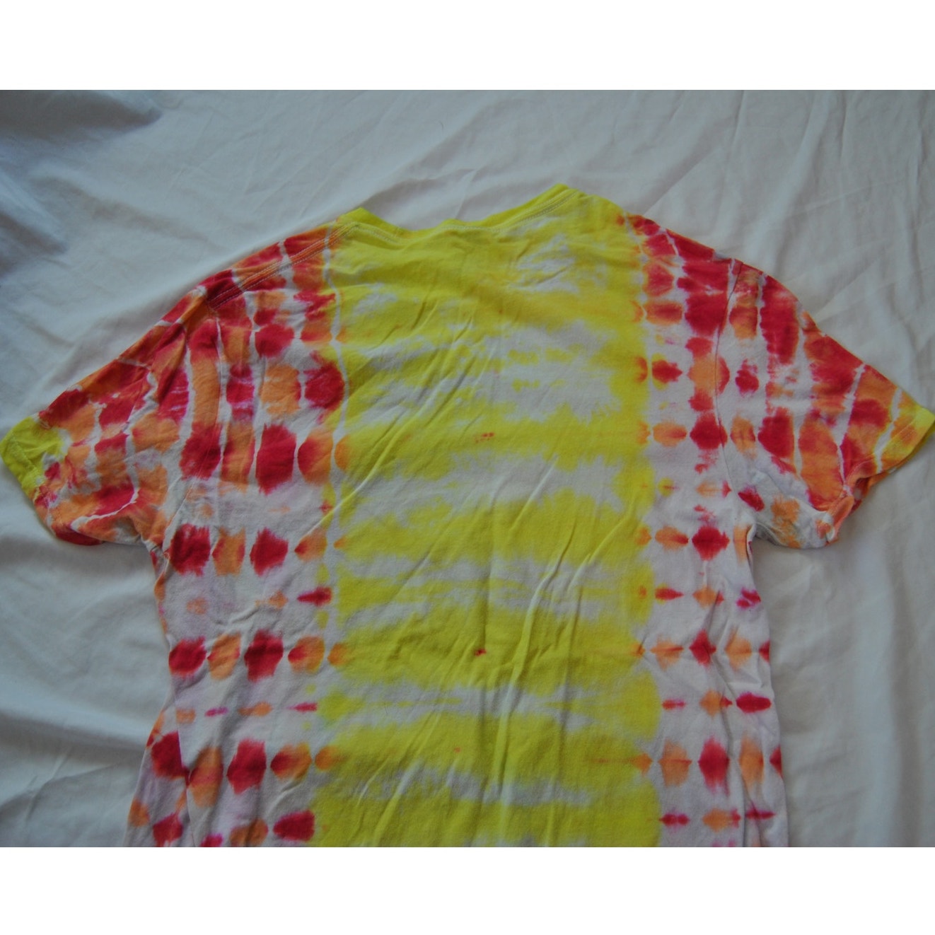 Led  Zeppelin Tie Dye Yellow Red & Orange Short Sleeve Shirt Medium
