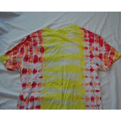 Led  Zeppelin Tie Dye Yellow Red & Orange Short Sleeve Shirt Medium