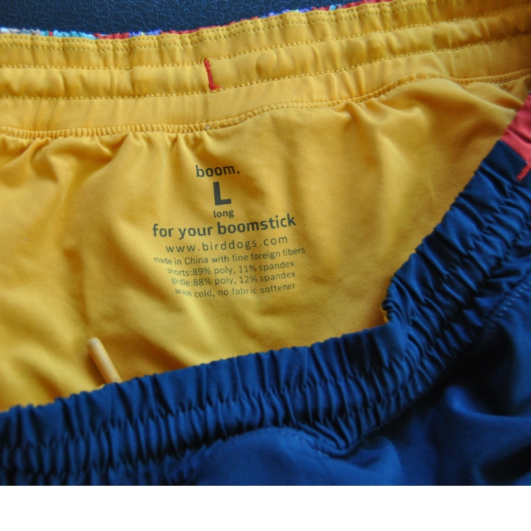 Birddog Boom Large Blue and Orange Tropical Pattern Shorts