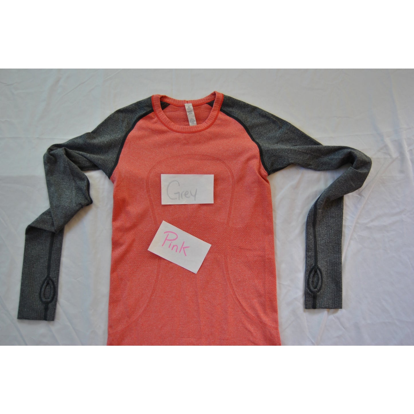 Lululemon Swiftly Tech Pink w/ Gray Size 4 Sleeves Long-Sleeve