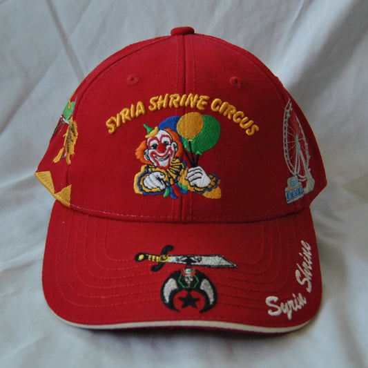 Syria Shrine Circus Vintage Red Embroidered Hat w/ Adjustable Strap