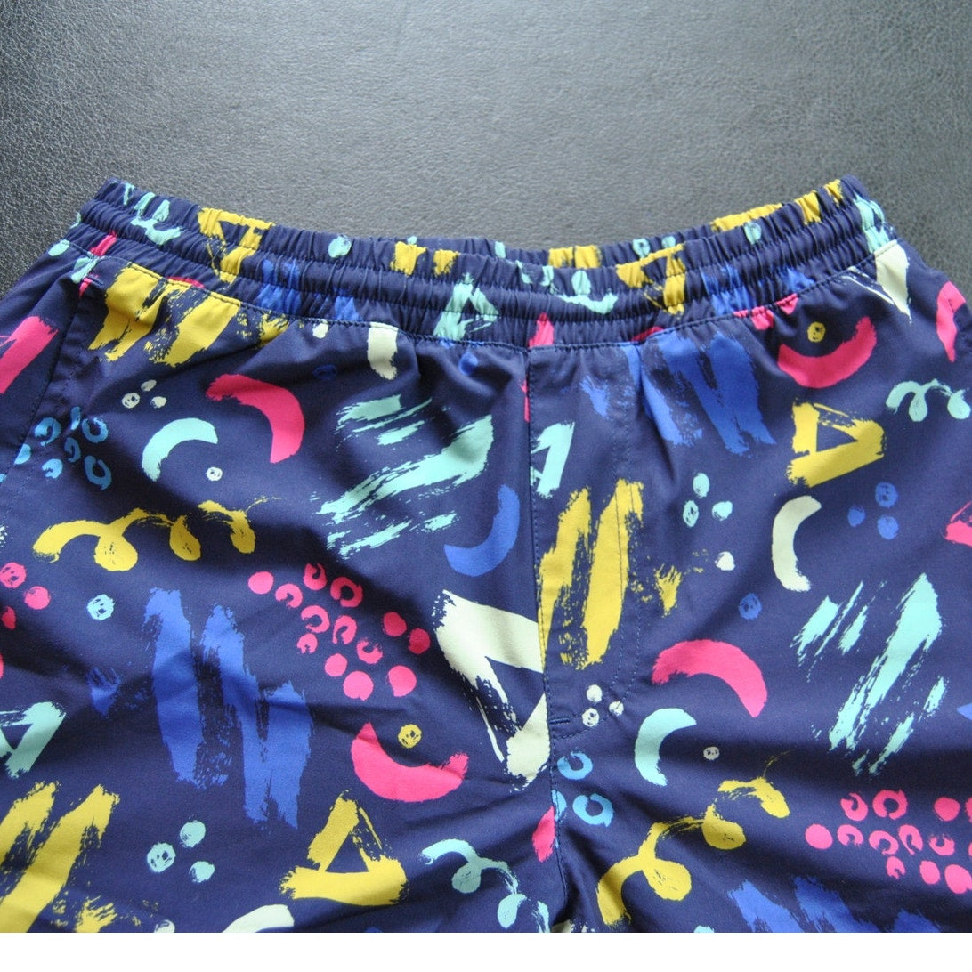 Maamgic Blue Pattern 2 in 1 Stretch Short Lined Gym Shorts