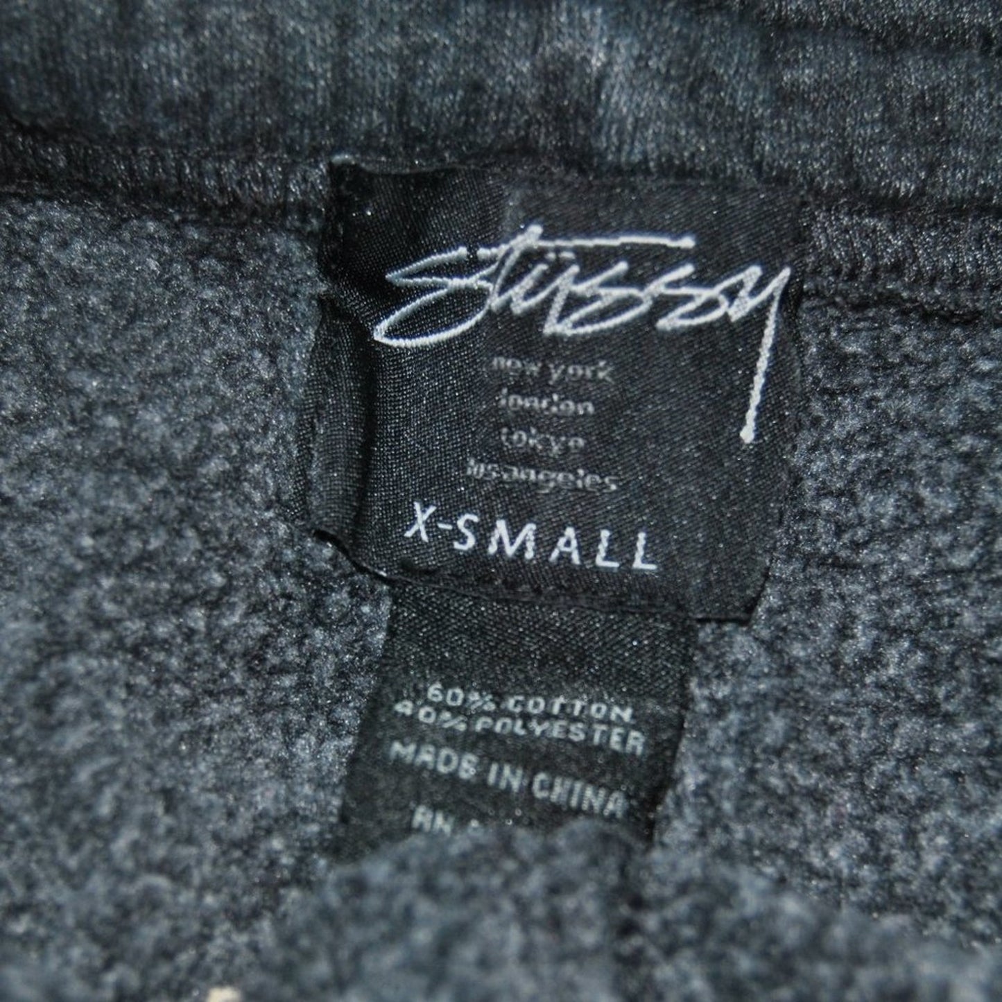 Stussy X-Small Gray & Purple Script Jogger Sweatpants w/ Drawstring