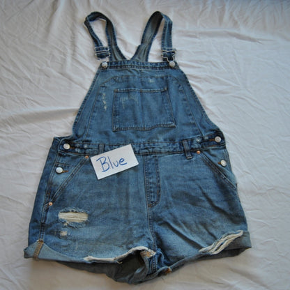 Wild Fable Blue Denim Jean Overalls Shorts Large