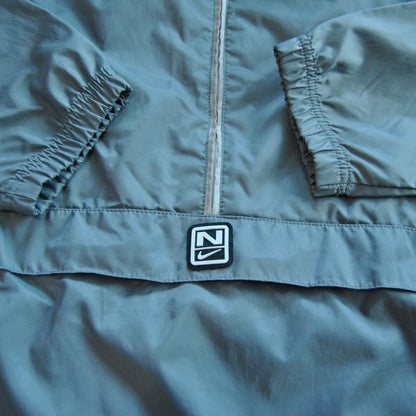 Large Vintage Nike Rain Jacket with Hideaway Hoodie Gray Red