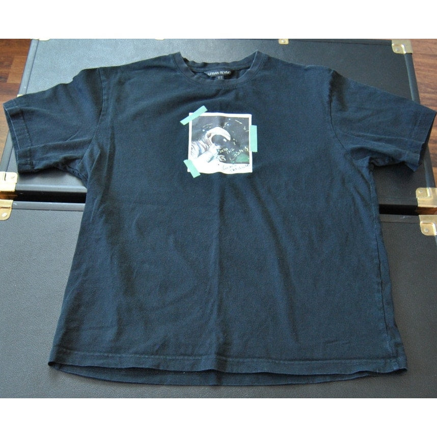 Urban Revivo Black Astronaut Polaroid Short Sleeve Shirt