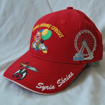 Syria Shrine Circus Vintage Red Embroidered Hat w/ Adjustable Strap
