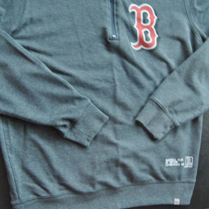 Boston Red Sox Baseball Quarter Zip up Sweater Gray/Blue and Red Medium