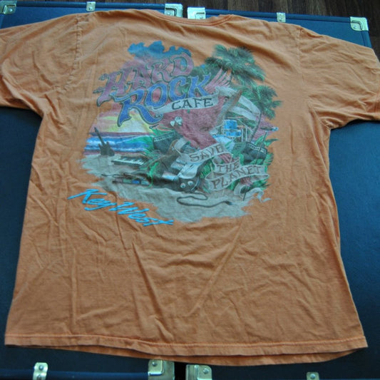 Hard Rock Cafe Key West Save the Planet X-Large Orange Short Sleeve Shirt