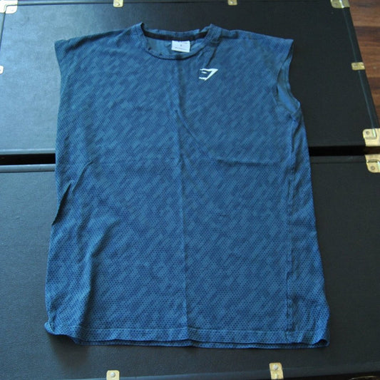 Gym Shark Small Blue Tank Top w/ White Logo