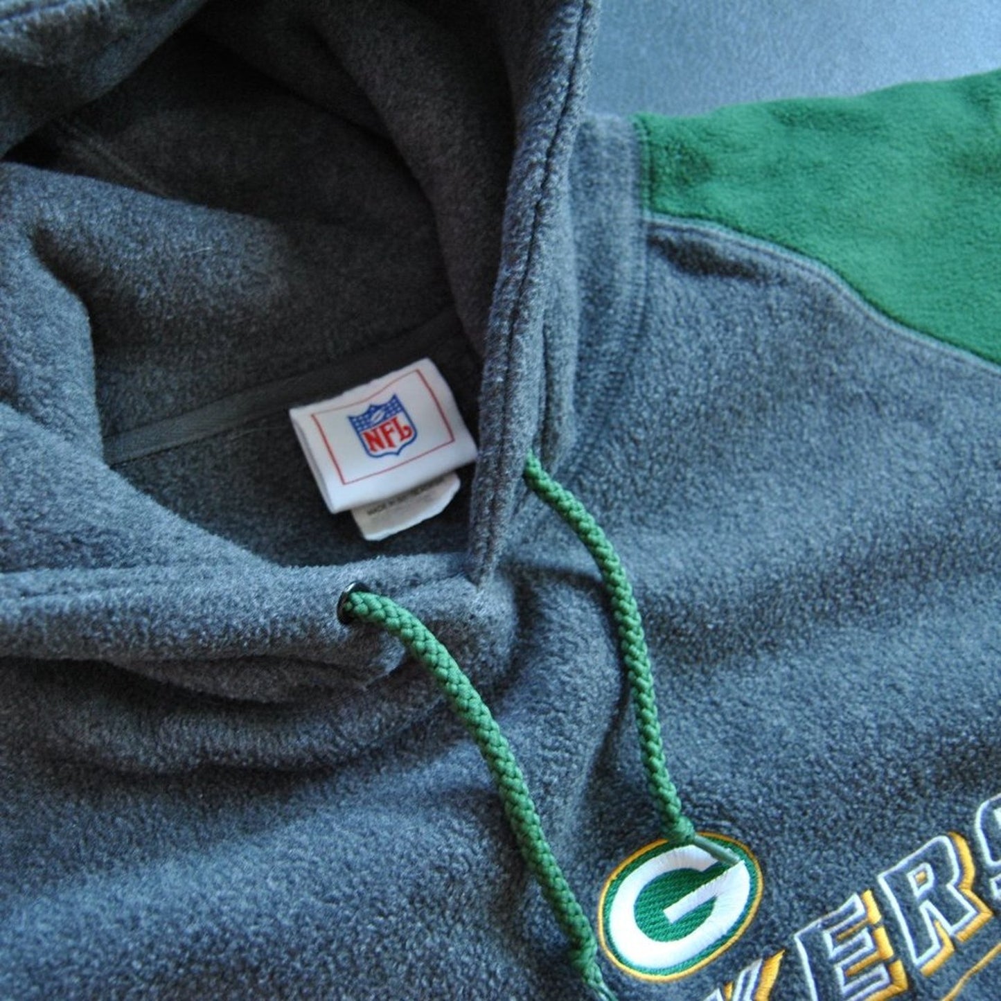 Green Bay Packers Football NFL X-Large Fleece Hoodie Vintage Green & Gray