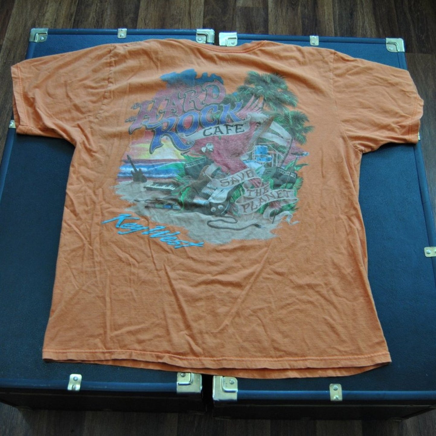 Hard Rock Cafe Key West Save the Planet X-Large Orange Short Sleeve Shirt