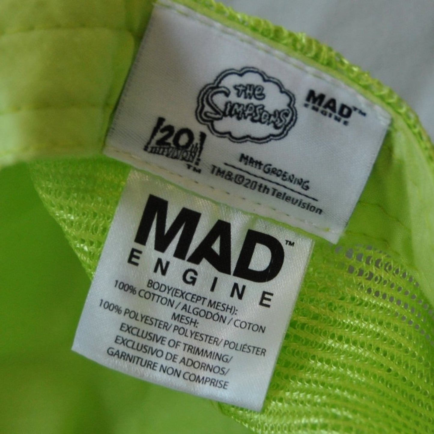 Bart Simpson Skateboarding Patch Neon Green/Yellow Snapback Trucker Hat