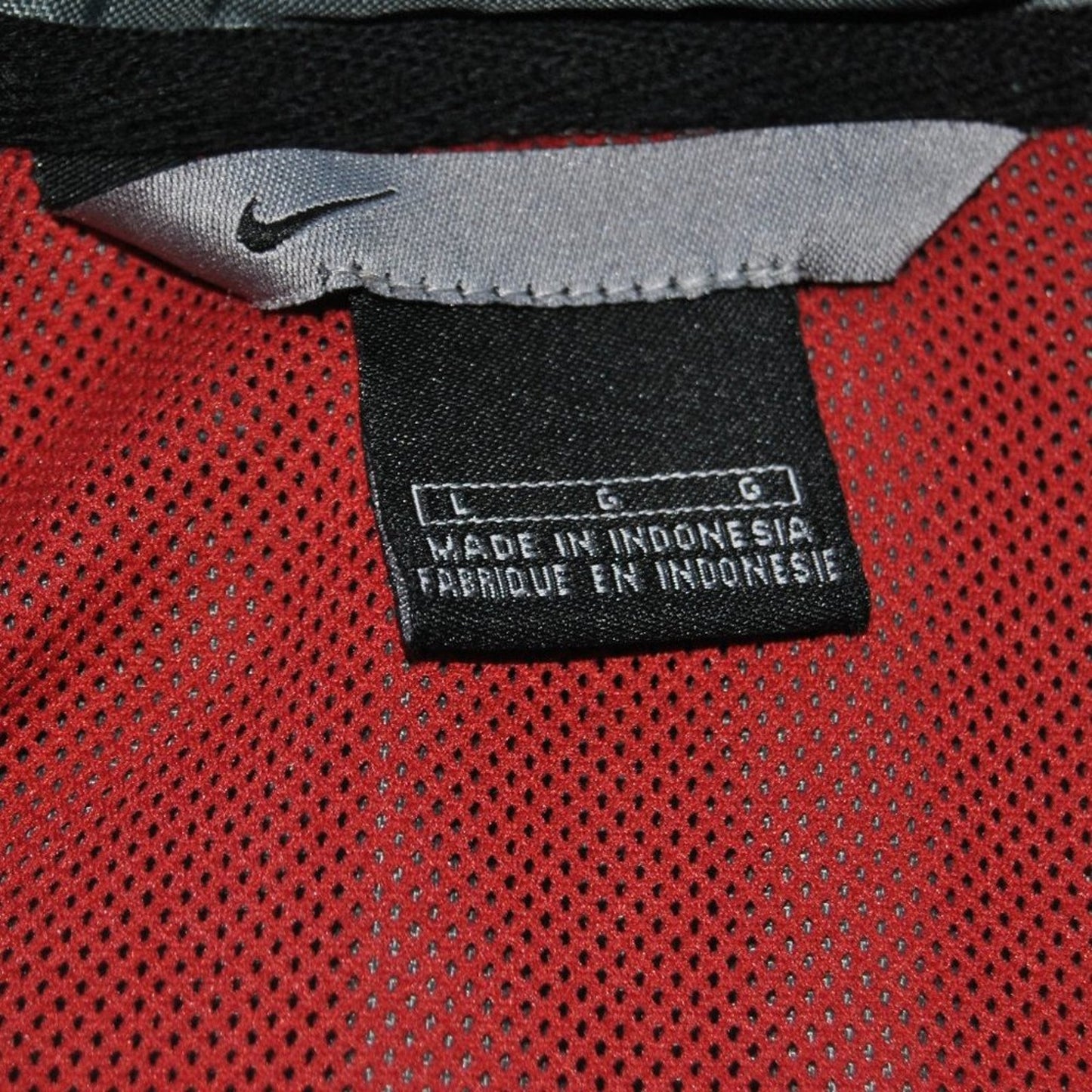 Large Vintage Nike Rain Jacket with Hideaway Hoodie Gray Red