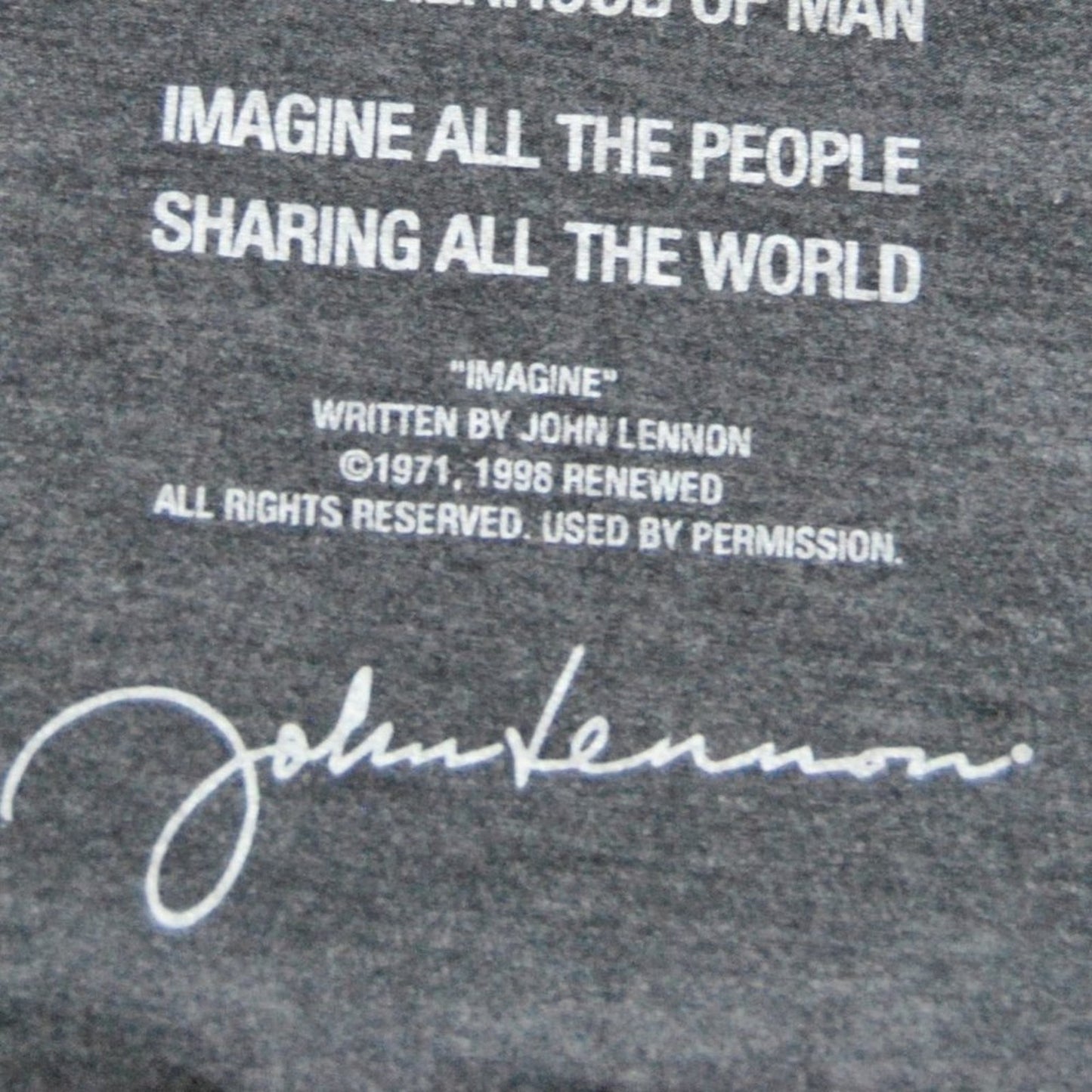 Hard Rock Café  Lyric Culture John Lennon Imagine Medium Gray Short Sleeve Shirt