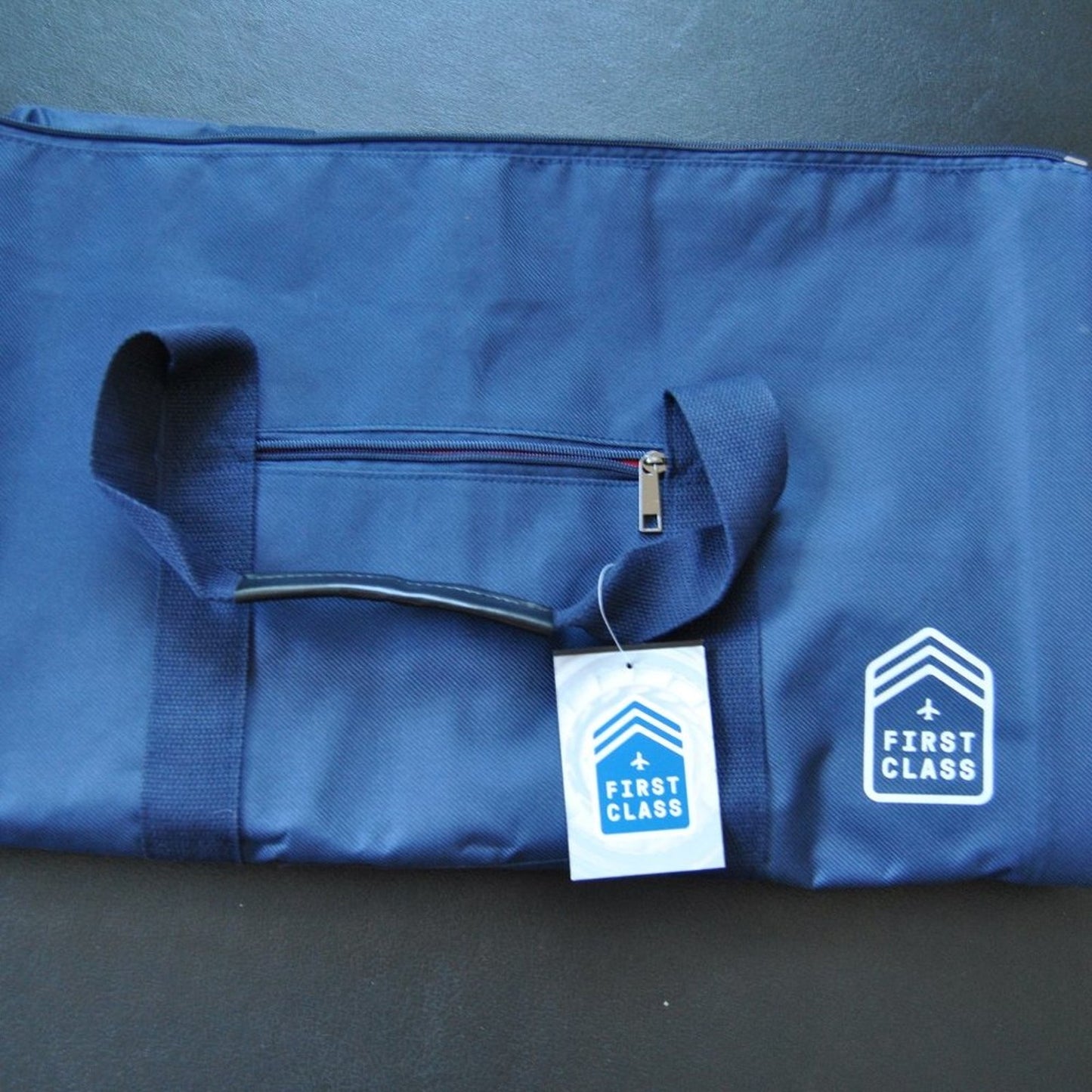 First Class Travel Duffle Bag Blue and Red