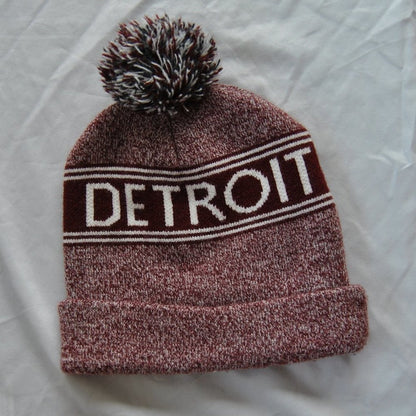 Carhartt Detroit Maroon & White Winter Pom Hat