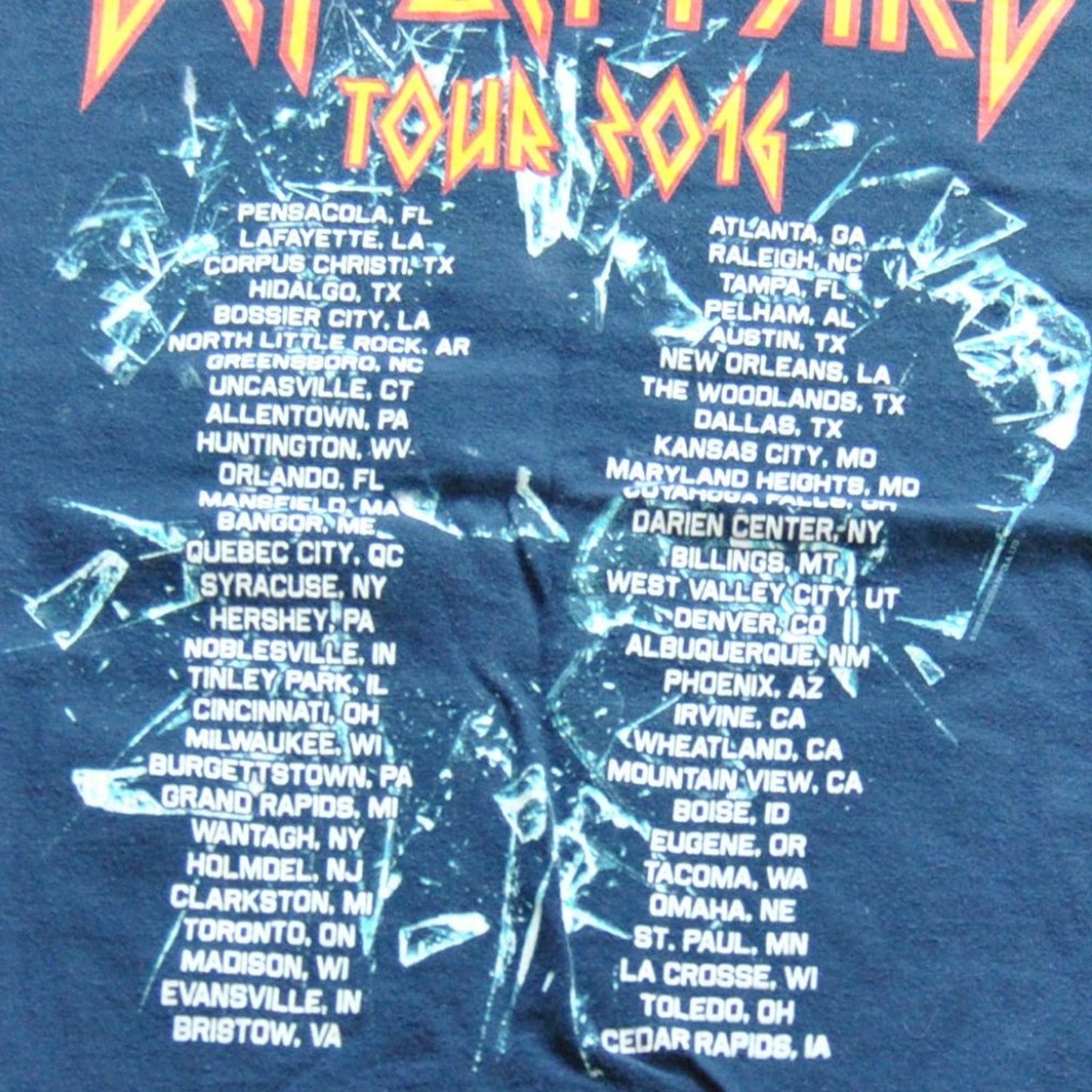 Def Leppard Tour 2016 Small (Fit) Blue w/ Yellow Short Sleeve Shirt