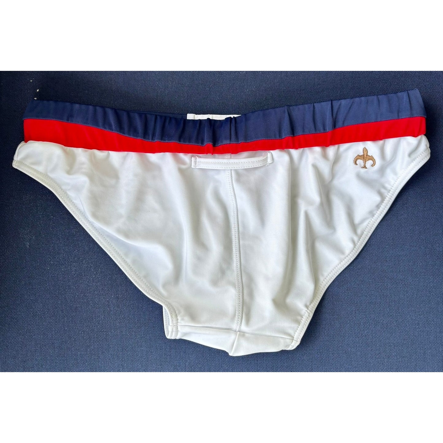 Marcuse White w/ Red & Blue Accent Brief Size: Medium