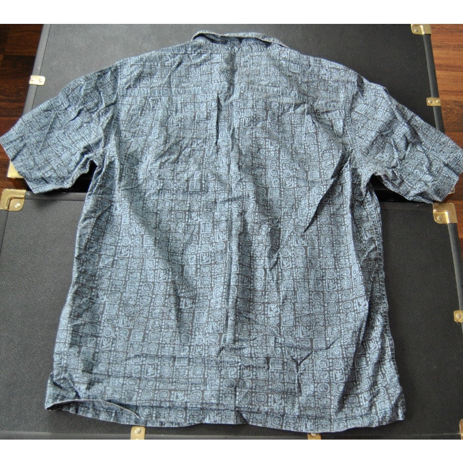LL Bean Small Blue Short Sleeve Button Up Hawaiian Shirt