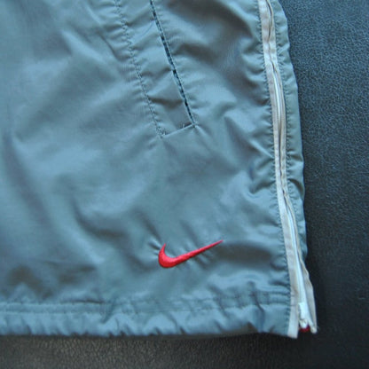 Large Vintage Nike Rain Jacket with Hideaway Hoodie Gray Red