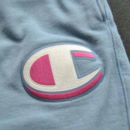 Champion Reverse Weave Small Light Blue and Pink Sweat Shorts