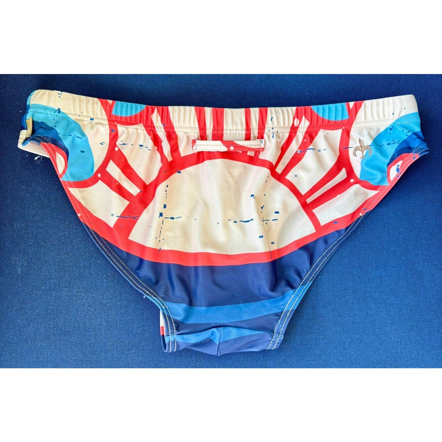 Marcuse Tan w/ Blue & Red Accent Swim Brief Size: Medium