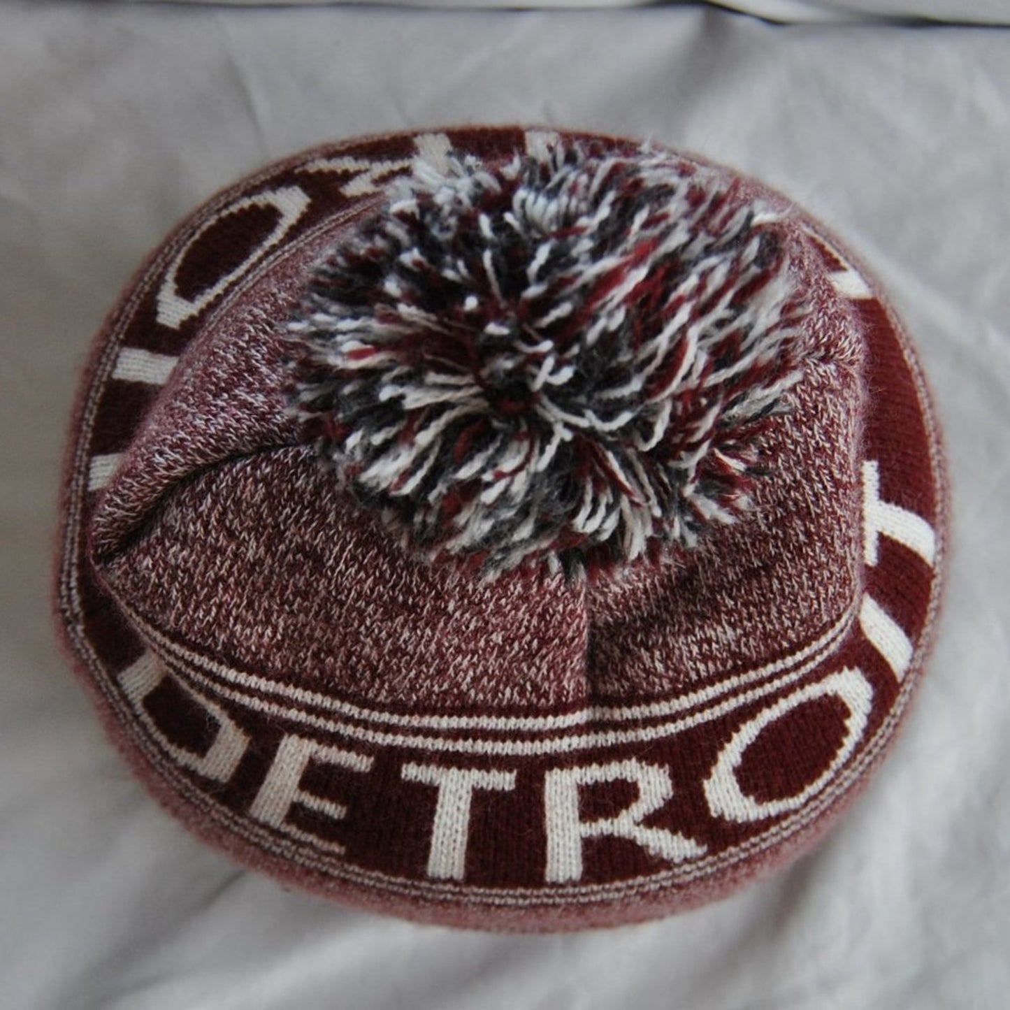 Carhartt Detroit Maroon & White Winter Pom Hat