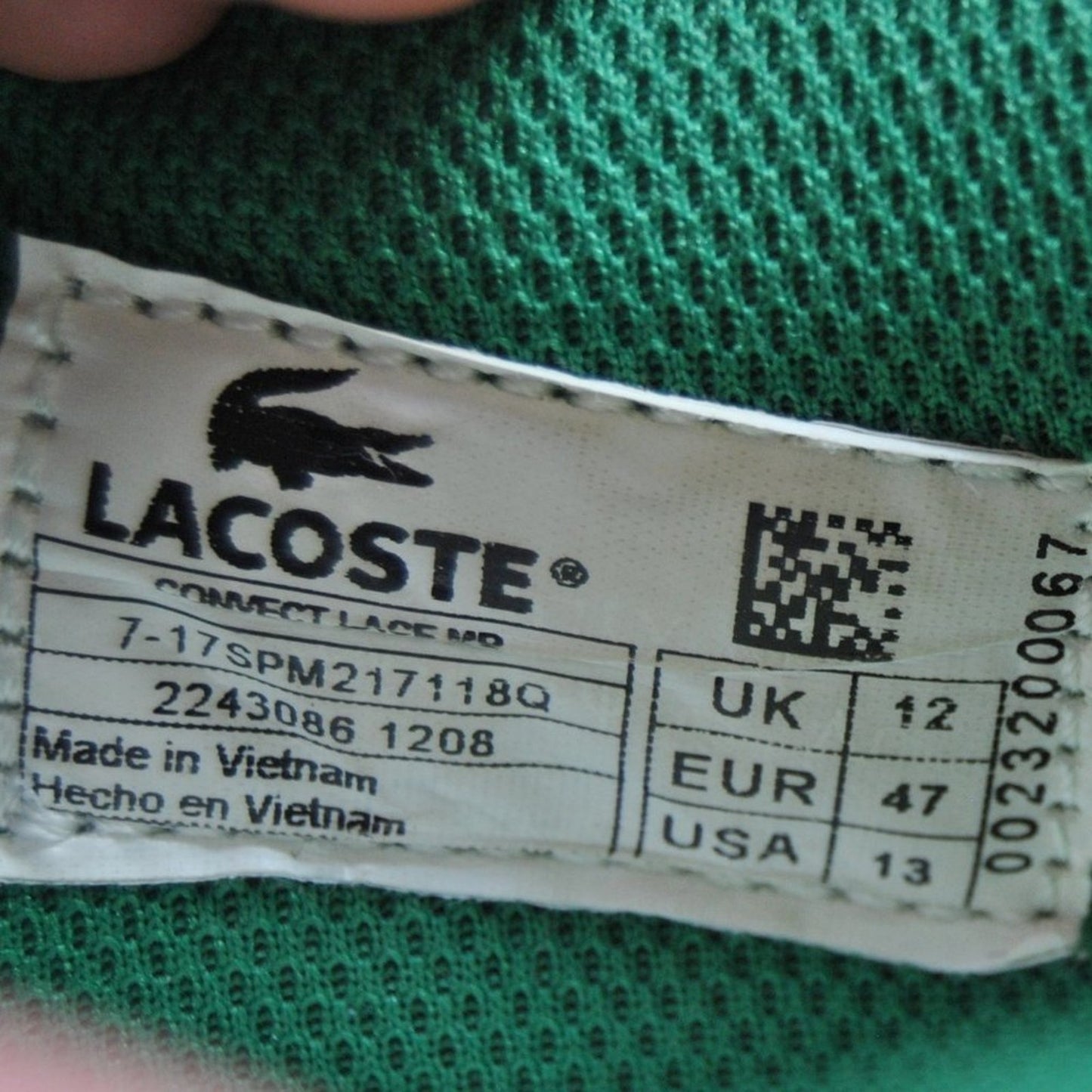 Lacoste White & Green Shoes Men's Size: 13
