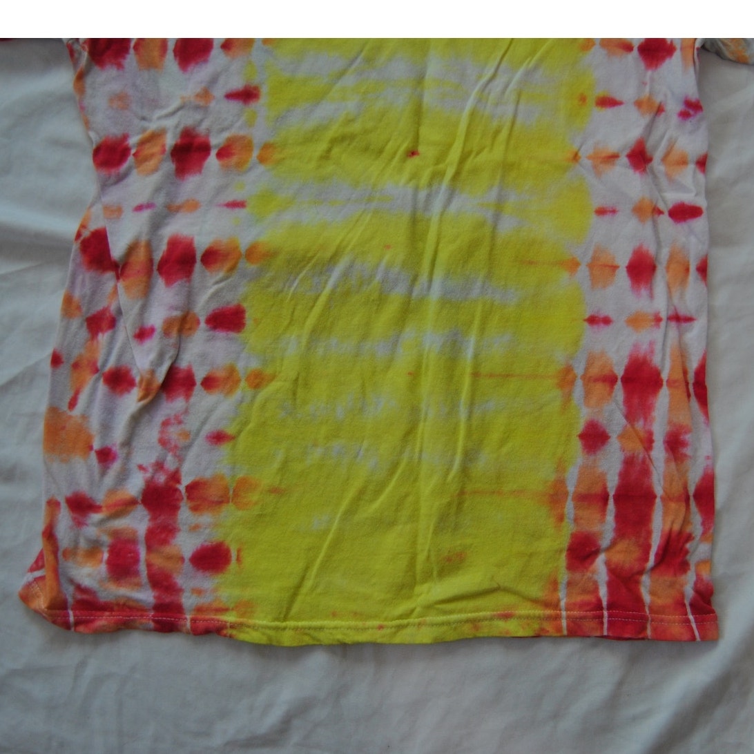 Led  Zeppelin Tie Dye Yellow Red & Orange Short Sleeve Shirt Medium